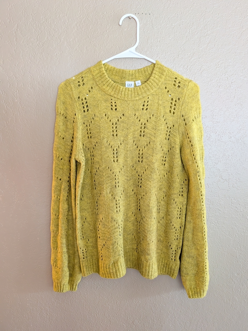 GAP Women's Chartreuse Pointelle Knit Sweater